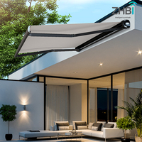Auvent rétractable motorisé mural en aluminium avec éclairage LED et télécommande, projection de 6 m pour balcon
