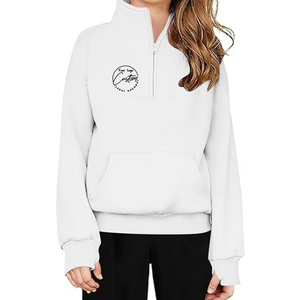 Felpa con Zip Personalizzata per <span class=keywords><strong>Donna</strong></span>, Collo Alto <span class=keywords><strong>Senza</strong></span> <span class=keywords><strong>Cappuccio</strong></span>, Pullover in Pile, Top con Zip per <span class=keywords><strong>Donna</strong></span> - Product Image 1