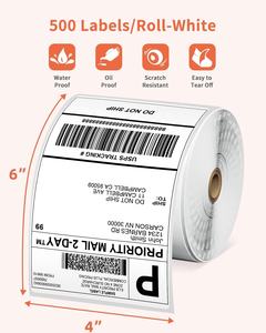 4x6インチの熱ラベルプリンターラベルステッカーロール-500白い配送ラベル/ロール倉庫物流用 - Product Image 2