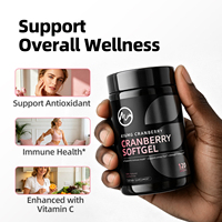 Gélules d'extrait de canneberge à marque privée OEM avec vitamine C 416 mg, extrait de fruit 10:1, vente en gros, complément quotidien pour femmes