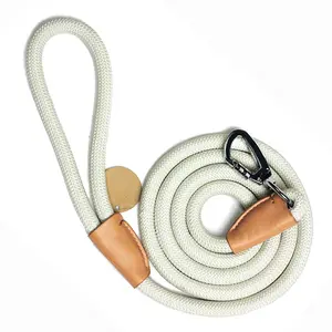 Heavy Duty Security Durable Nylon Traction Rope Dog Rope Leash with LOGO Tag and Leather Patch