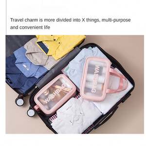 Sacs cosmétiques en PVC transparent tendance, 6 ensembles, pour femmes, voyage en plein air, imperméables, transparents, givrés, pour le maquillage - Product Image 5