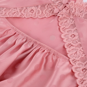 Custom Pink Satin Nightgown Polka Dot Underwire Lace Slip <b>Dress</b> Women Sleepwear <b>Lingerie</b> OEM Manufacturer - Product Image 6