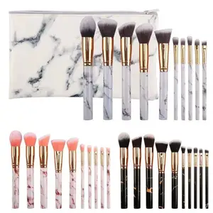 2024 Instagram Tiktok Pop Marble 10pcs Professional Makeup Brush Set Cosmetic Tool Beauty Brushes Private Label Logo