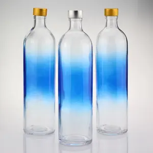 Botella de agua de vidrio al por mayor 1 litro botella para agua de soda Mineral