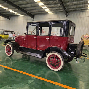 Classic Vintage Style Electric Sightseeing Car 5 <b>Passengers</b> Red Body Black Trim Outdoor Use - Product Image 1