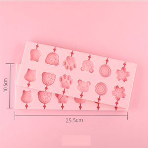 <span class=keywords><strong>Moule</strong></span> à sucettes en silicone de qualité alimentaire avec logo personnalisé, motif animaux mignons, plateau à chocolat 12 cavités avec couvercle OEM ODM - Product Image 2