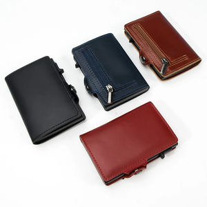 Casekey High Quality Smooth Real Genuine Leather Pop up Aluminium Card Holder <b>Wallet</b> <b>RFID</b> Protected Smart <b>Wallet</b> <b>for</b> <b>Men</b> - Product Image 4