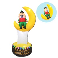 Nouvelles décorations gonflables musulmanes pour l'Aïd Ramadan, homme assis sur la lune, polyester 190T, décorations de festival en plein air