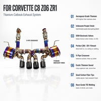 Échappement Catback en alliage de titane léger haute performance pour Corvette C8 Z06 ZR1 avec valve OEM et X-Pipe de course