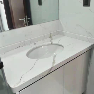 Évier de cuisine et comptoirs en quartz personnalisés OEM/ODM GOLDTOP STONE, design moderne en grandes dalles, bords arrondis, dessin CAO, modèle Laza 5042 - Product Image 6