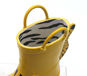 Bottes <span class=keywords><strong>de</strong></span> <span class=keywords><strong>pluie</strong></span> en caoutchouc pour enfants YL282, imprimées tigre <span class=keywords><strong>jaune</strong></span>, antidérapantes, imperméables, avec poignées - Product Image 5