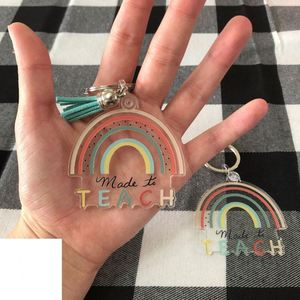 Made to Teacher Plastic Acrylic Charm Keychain