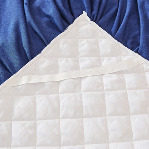 Set Sprei Kasur Tebal Berbahan Campuran Linen Beludru Bordir Jacquard Motif Bunga Gaya Amerika Warna Biru Dongker untuk Pernikahan Musim Dingin - Product Image 3