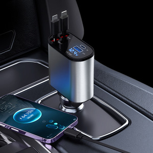 100w Retractable Car Charger <strong>USB</strong> Type C Cable for IPhone Huawei Samsung Fast Charge Cord Cigarette Lighter <strong>Adapter</strong> - Product Image 1
