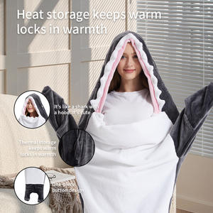 Pyjama gris de dessin animé pour garçon, sac de couchage requin, pyjama à capuche doux, pyjama adulte, pyjama cosplay, <span class=keywords><strong>kigurumi</strong></span>, vêtements de nuit - Product Image 3