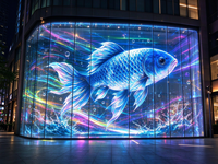 Écran LED transparent pour vitrine P4, panneau publicitaire intérieur pour affichage sur verre, idéal pour les devantures de magasins.