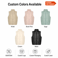 Gilet coupe-vent léger bicolore personnalisé OEM, épais et chaud, avec col roulé matelassé ondulé, en microfibre.