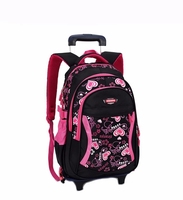 Sac à dos scolaire pour adolescents en nylon imperméable à impression géométrique avec système de chariot télescopique, 20-36L, sac à dos scolaire pour enfants, cartable