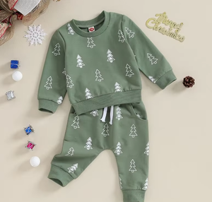 <span class=keywords><strong>Sweat</strong></span>-shirt à manches longues et jogging pour garçons sur le thème de Noël avec tenue décontractée pour enfants à imprimé arbre pour la saison des vacances - Product Image 6