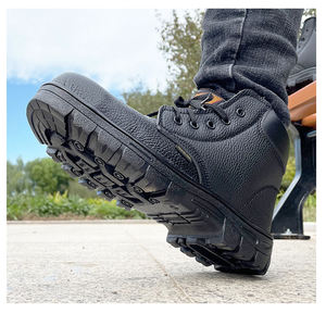 Мужские летние промышленные защитные ботинки с низким вырезом из натуральной кожи и подошвой из ПУ/ПУ, со стальным носком и отверстиями - Product Image 5