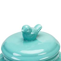 Bocaux de stockage vintage en céramique turquoise avec couvercle minimaliste pour le stockage des aliments secs dans la cuisine