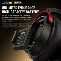 Casque de jeu JINMS V9 Plus OEM ENC avec batterie remplaçable double 1500 mAh, faible latence, coussinets en protéines doux pour la peau, pour PS5, PC, Esports