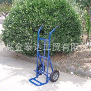 Chariot à main robuste à deux roues Ht1003 en acier thermolaqué, chariot d'entrepôt industriel bleu, monocouche, durable - Product Image 1