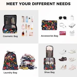 8-Pack Travel Packing <b>Cubes</b> Set Fabric Luggage Organizers Bags for Suitcase - Product Image 6