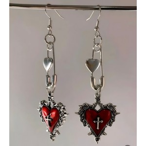 Pendientes de Cruz con Corazón de Espinas Góticas, Pendientes Colgantes de Aleación de Acero Inoxidable, Joyería de Moda Unisex - Product Image 4