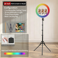 Lampe Annulaire de Remplissage Tricolore 18 et 22 Pouces, Anneaux Lumineux avec Trépied et Support Téléphone pour Photographie, Beauté et Selfie