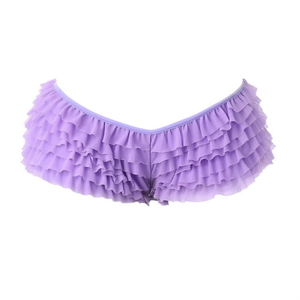 Mujeres de talla grande Sexy encaje con volantes pantalones cortos calientes vacaciones playa club nocturno Streetwear bombachos Casual otoño malla escalonada Bowknot - Product Image 1