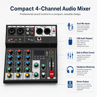 Mini console de mixage audio professionnelle USB en métal à 4 canaux avec effets intégrés pour la production musicale