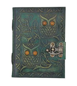 Journal en cuir vert fait main de qualité supérieure – Carnet de notes gaufré avec pierres précieuses, Cahiers d'écriture vintage - Product Image 5