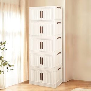 5-Layer Large Size <b>Foldable</b> PP Storage <b>Box</b> Industrial Design Double-Door Household Thickening Over 35L Capacity Floor Type - Product Image 1