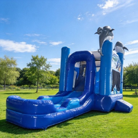 Château gonflable Dolphin taille adulte, thème dinosaure de dessin animé et jungle, pour familles et enfants