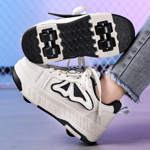 Zapatillas de Lona con Plataforma para Niña, Punta Redonda, Cierre de Cordones, Parte Superior Sintética, Suela de Goma Acolchada, para Todas las Temporadas, Blanco, Rosa, con Detalle de Lazo - Product Image 4