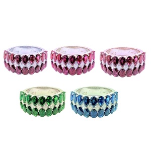 Livraison rapide Unique VIP Design 18k Or Blanc VS SI Classique Mariage Rond Brilliant Cut Diamond & Pear Ruby Broad Band Ring - Product Image 4