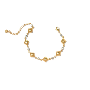 Trendy Geometric Gold Plated Stainless Steel Chain & Link <b>Bracelet</b> with <b>Crystal</b> Accents for Women-Gift Jewelry - Product Image 2