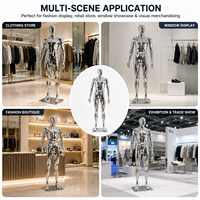Mannequin homme en argent électroplaqué OEM, corps entier, articulations réglables, mannequin métallique pour vitrine de magasin de détail