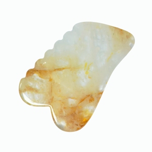 Planche Gua Sha en quartz hématite jaune naturel, à dents irrégulières, pour le massage facial et corporel et la stimulation des points d'acupuncture - Product Image 5