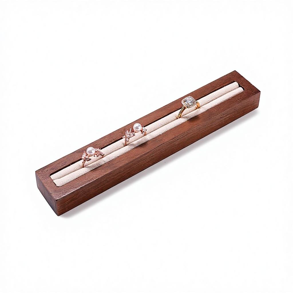 วงแหวนวอลนัทสีน้ำตาลยาว 1 ช่อง โทมิกำมะหยี่