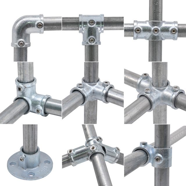 Tube Clamp Fittings Structural Pipe Connector Galvanized Key Clamp Three Socket Cross