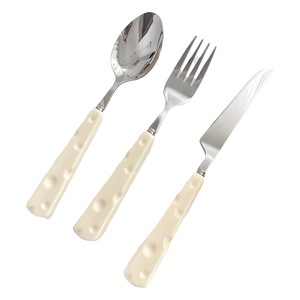 Cheese Wind Stainless Steel Cutlery Set Creamy Handle Mirror Polished Knife Fork Spoon Western Style Steak Dessert Set - Product Image 5