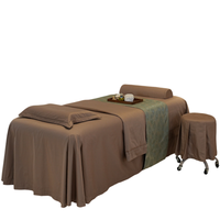 Ensemble de draps de table de massage en coton brun de qualité supérieure, 4 pièces