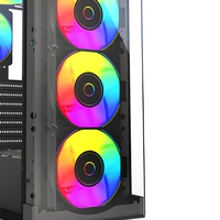 Boîtier PC Gamer ATX Mid-Tower avec panneau latéral en verre trempé, compatible ventilateurs RGB, châssis de bureau avec ports USB frontaux
