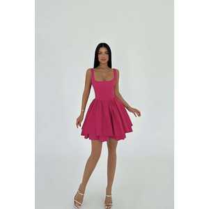 Vestido Halter con Tirantes Color Fucsia, Decoración con Cremallera, Elegante, Cintura Alta, para Fiesta, Club, Vacaciones, Talla XL - Product Image 3