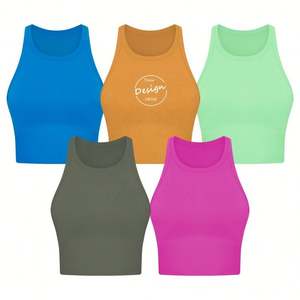 Slim Fit venta al por mayor camiseta sin mangas de gimnasio en blanco se siente como la piel de alta calidad 220gsm Sujetador deportivo antibacteriano Fitness Yoga Wear - Product Image 3