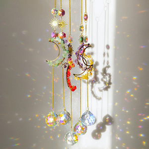 Venta al por mayor de alta calidad de cristal natural Sun Catcher Moon Shape Sun Catcher Mixed Amethyst Suncatche para la decoración - Product Image 1