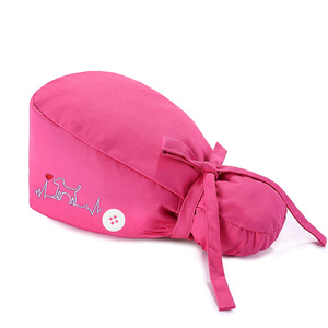 Gorro DE TRABAJO estilo turbante bordado cachorro Cola de Caballo amigable Multicolor suave transpirable con botón para trajes diarios - Product Image 5